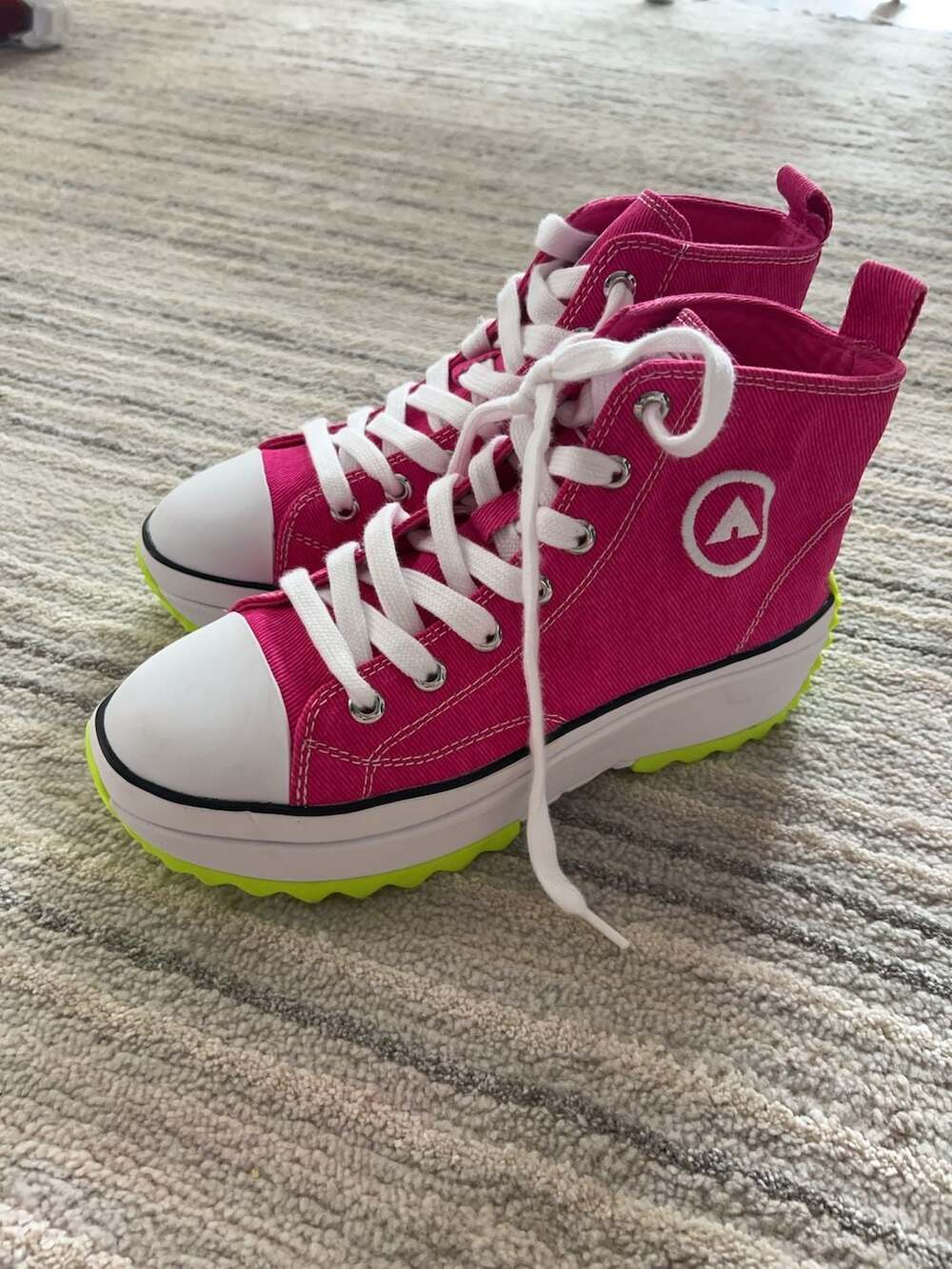 Airwalk Platform High Top Sneakers Hot Pink Neon Green Size 8M